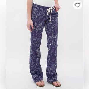 Roxy NWT Y2K astral aura batik print Oceanside linen blend pull on pants